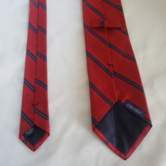 Cremieux Red and Blue Striped Silk Tie - Picture 5 of 8